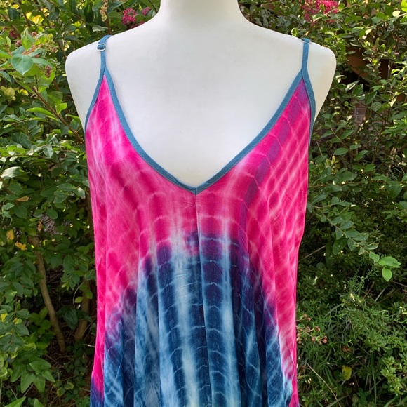 Tie Dye Print Linen Blend Maxi Dress - Picture 5 of 8